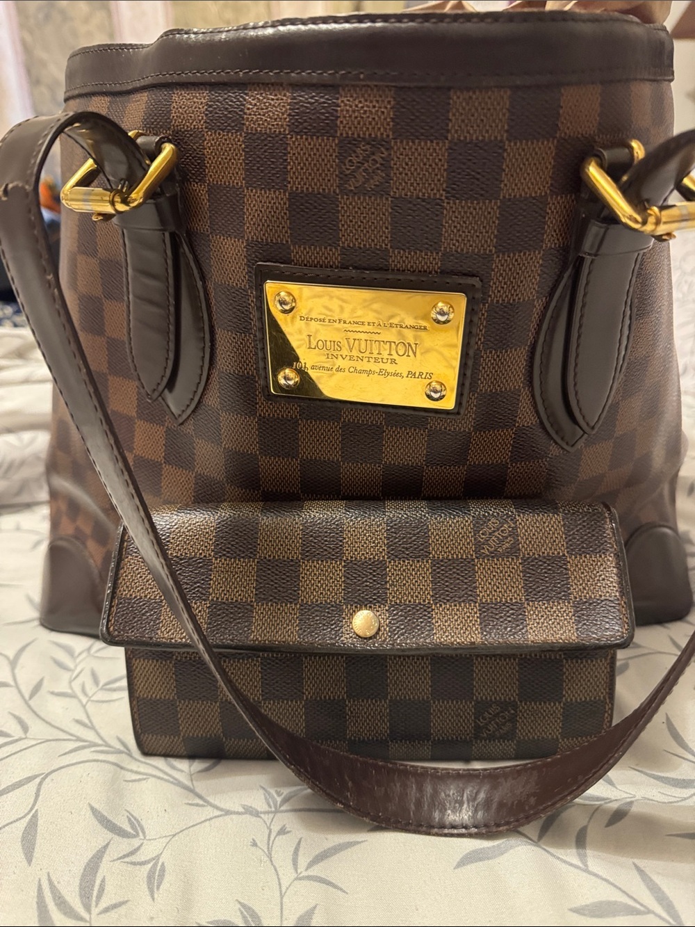 Louis Vuitton Dark Brown Damier Ebene Canvas Tote With matching